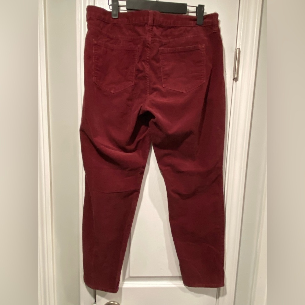 J. Crew Size 10 Burgundy Cotton Stretch Zip Up Straight Leg Corduroy Pants - Picture 2 of 10